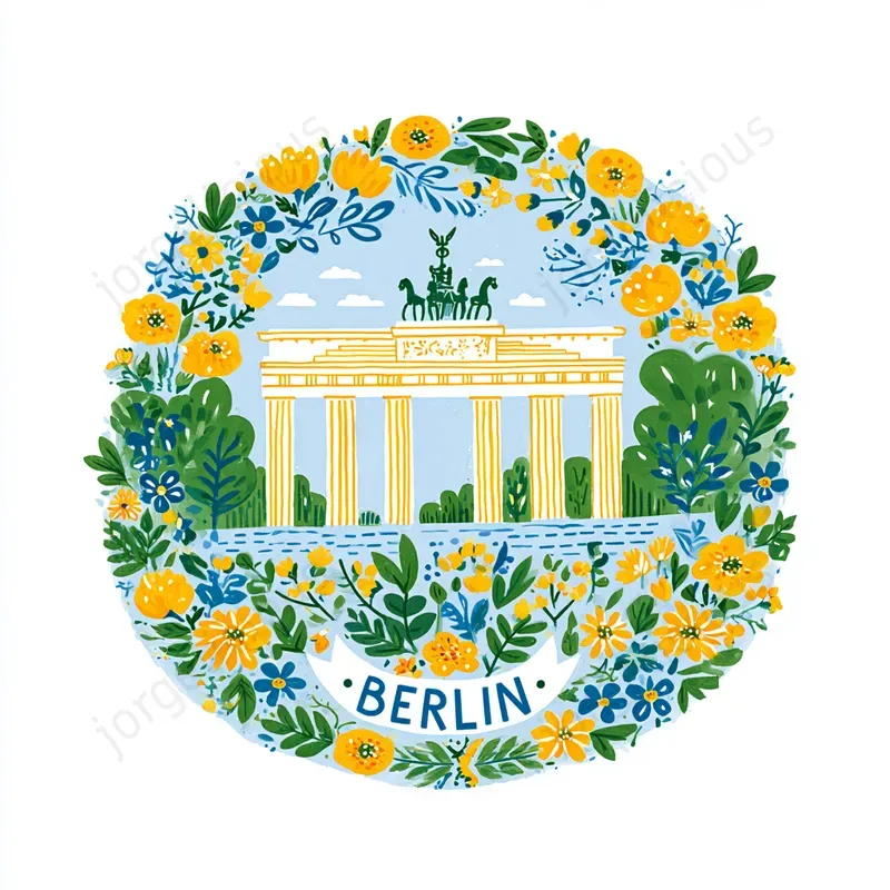 Cute Folk Art Landmark Stickers