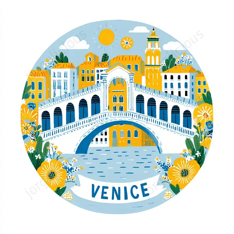 Cute Folk Art Landmark Stickers