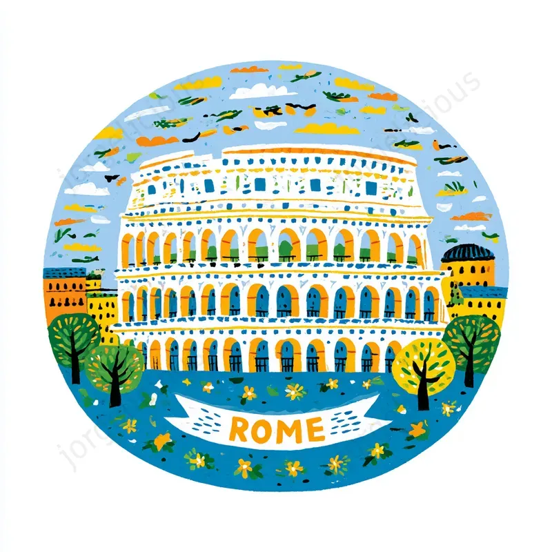 Cute Folk Art Landmark Stickers