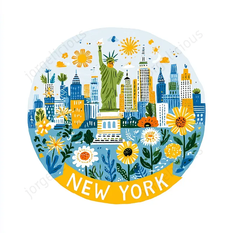 Cute Folk Art Landmark Stickers
