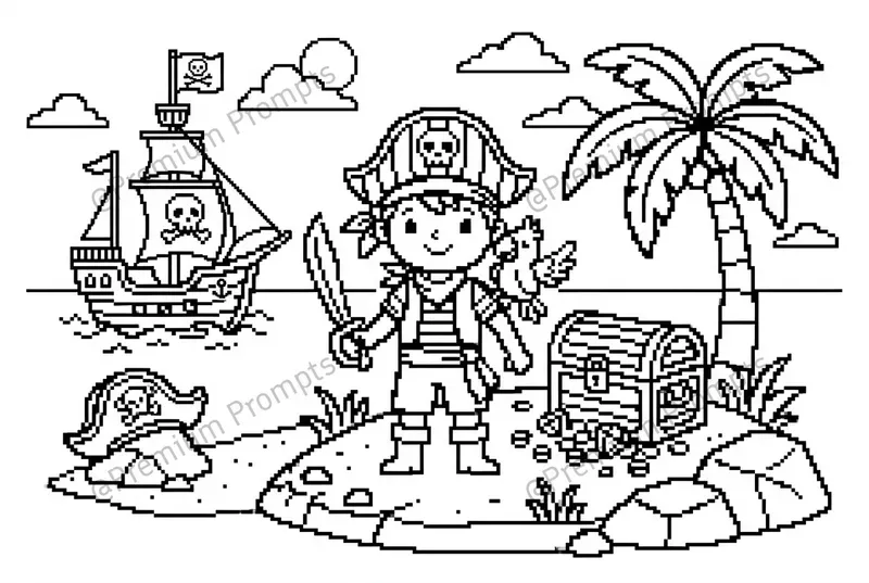 Pixel Style Adventure Kid Coloring Books