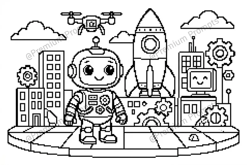 Pixel Style Adventure Kid Coloring Books