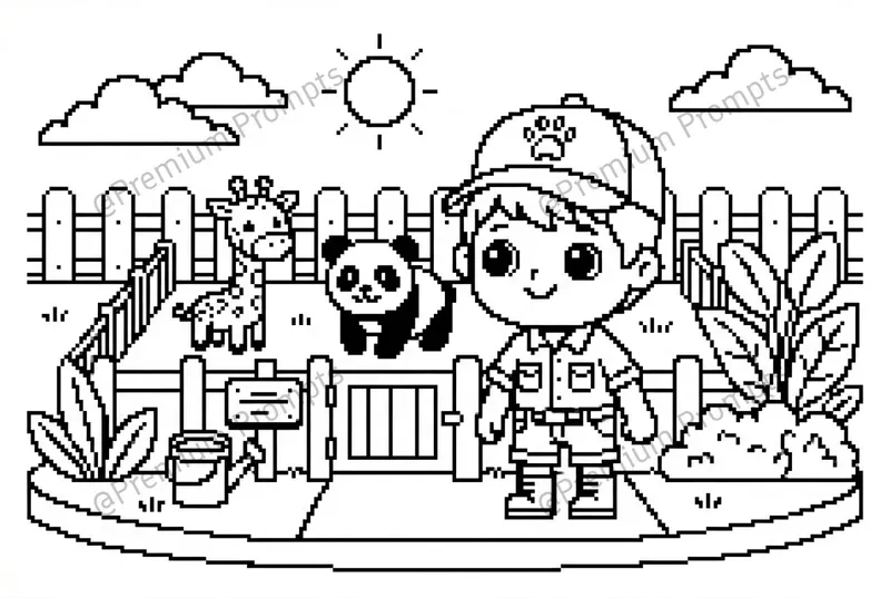 Pixel Style Adventure Kid Coloring Books