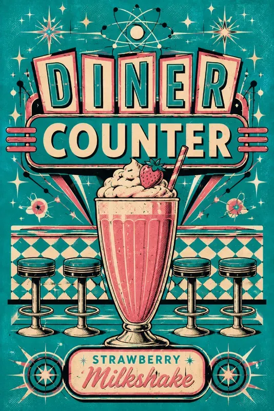 Vintage Diner Signage Menu Art Assets