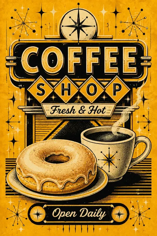 Vintage Diner Signage Menu Art Assets
