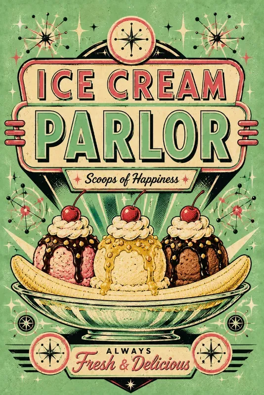 Vintage Diner Signage Menu Art Assets