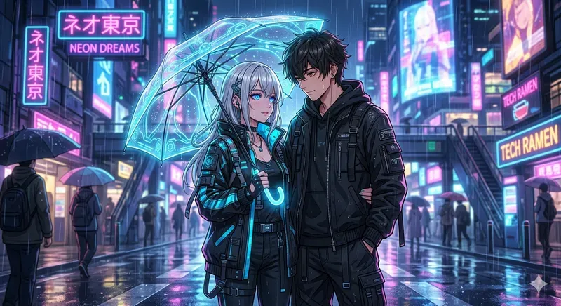 Cinematic Anime Couples In Rain