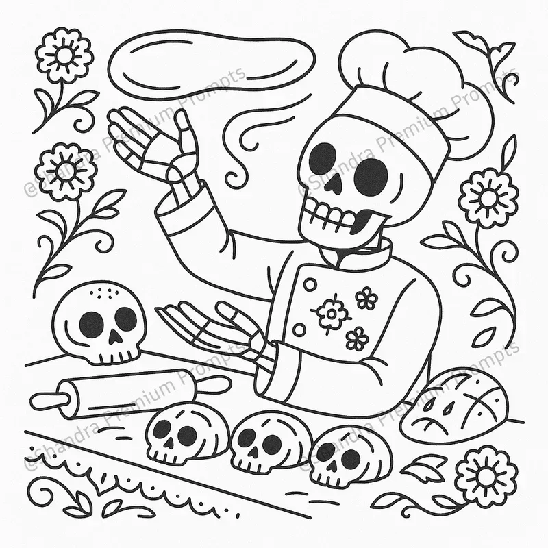 Folk Dia De Los Muertos Coloring Pages