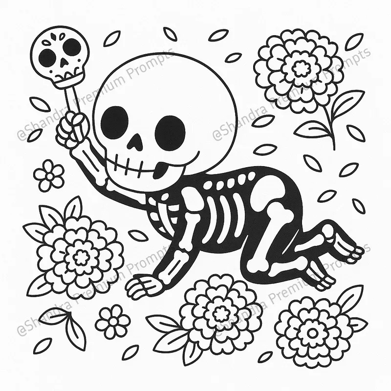Folk Dia De Los Muertos Coloring Pages