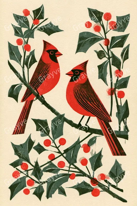 Midcentury Christmas Card Illustrations