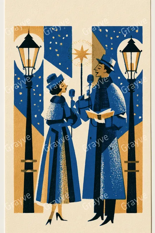 Midcentury Christmas Card Illustrations