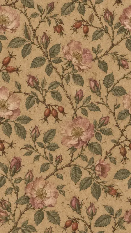 Botanical Kraft Paper Seamless Patterns