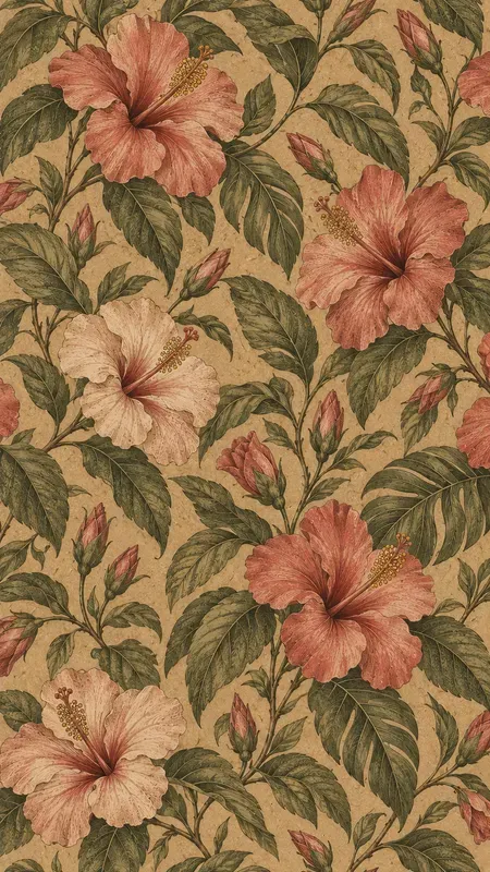 Botanical Kraft Paper Seamless Patterns