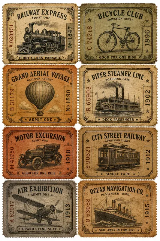 Vintage Carnival Ticket Collages