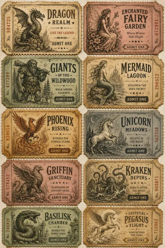 Vintage Carnival Ticket Collages