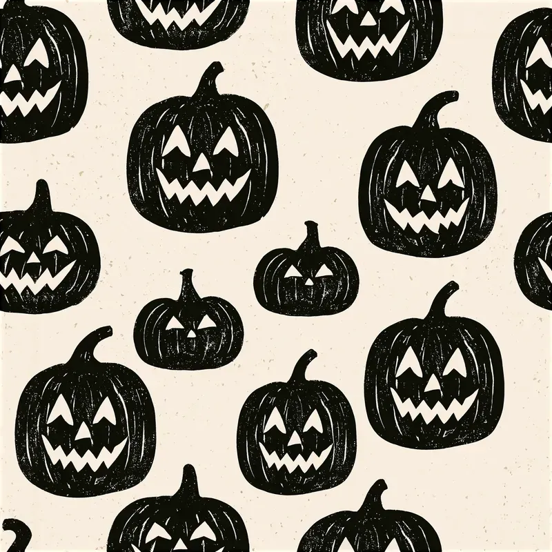Halloween Block Print Seamless Patterns