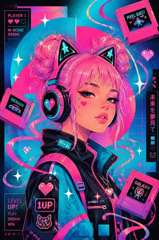 Retro Futuristic Cyber Pop Portraits