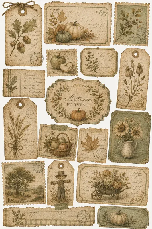 Vintage Botanical Junk Journal Ephemera