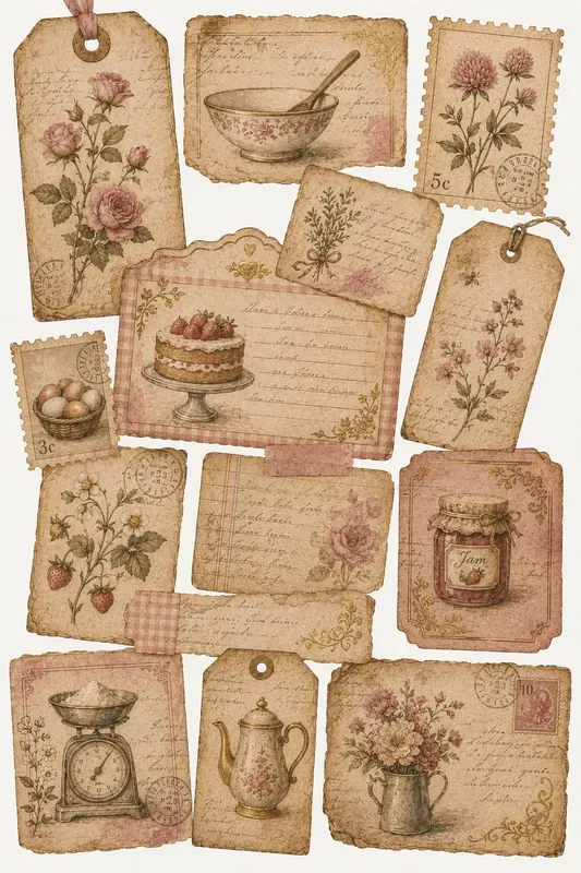 Vintage Botanical Junk Journal Ephemera