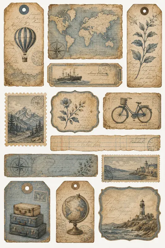 Vintage Botanical Junk Journal Ephemera