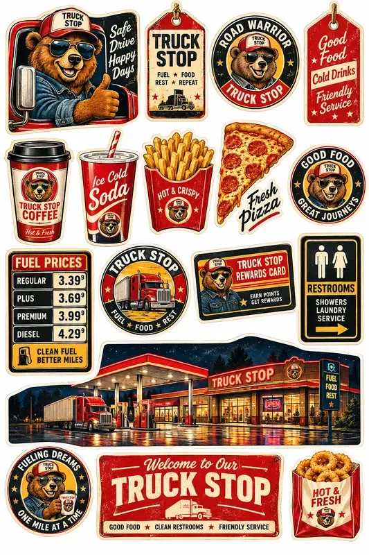 Roadside Travel Sticker Sheets