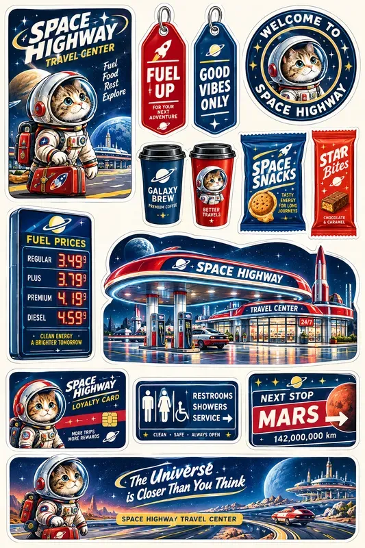 Roadside Travel Sticker Sheets