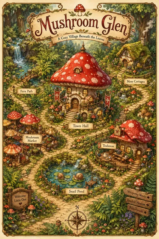 Whimsical Storybook Village Maps