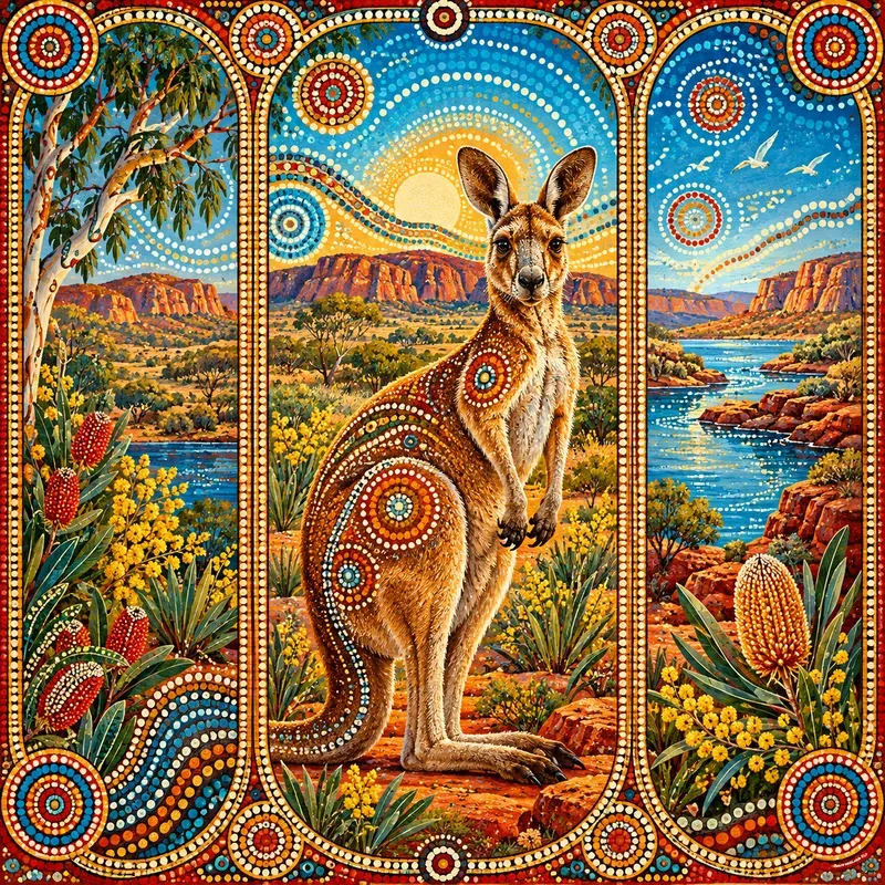 Australian Dot Art Story Panels