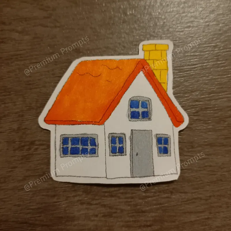 Childs Drawing Hand Cut Paper Stickers