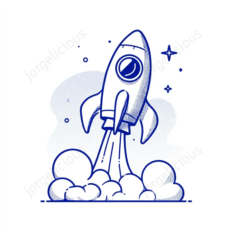 Blue Halftone Line Illustrations