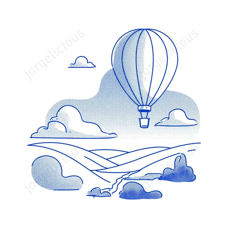 Blue Halftone Line Illustrations