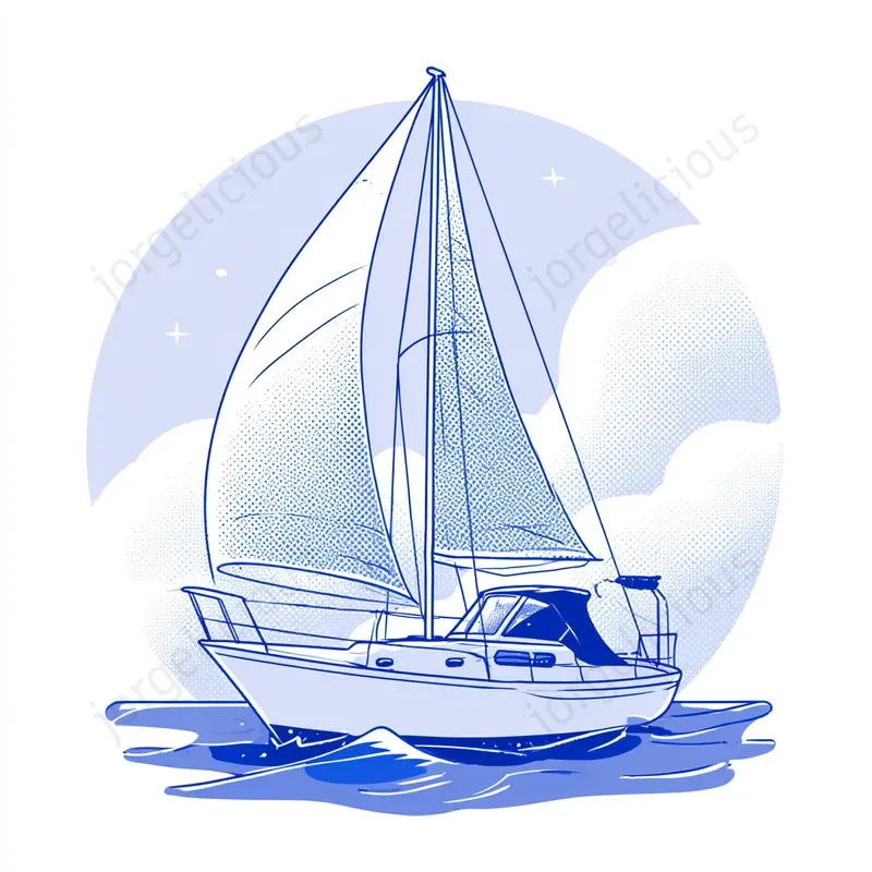 Blue Halftone Line Illustrations