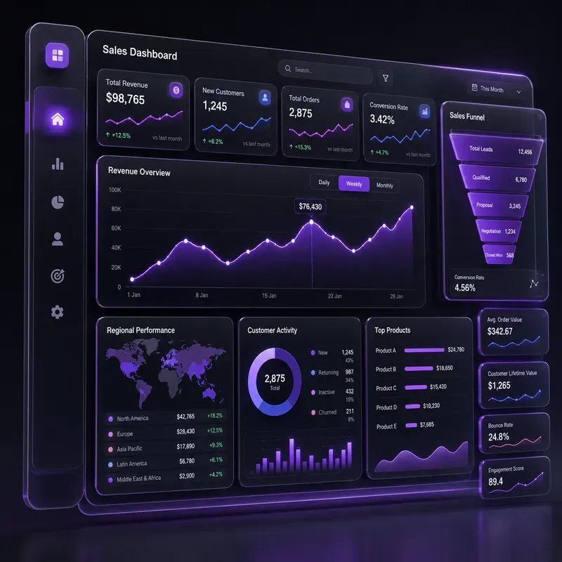 Futuristic 3D Dashboard Kits