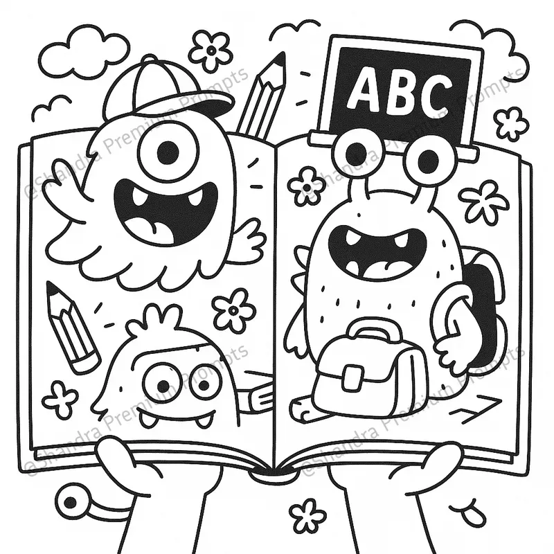 Quirky Open Books Coloring Pages For Kids