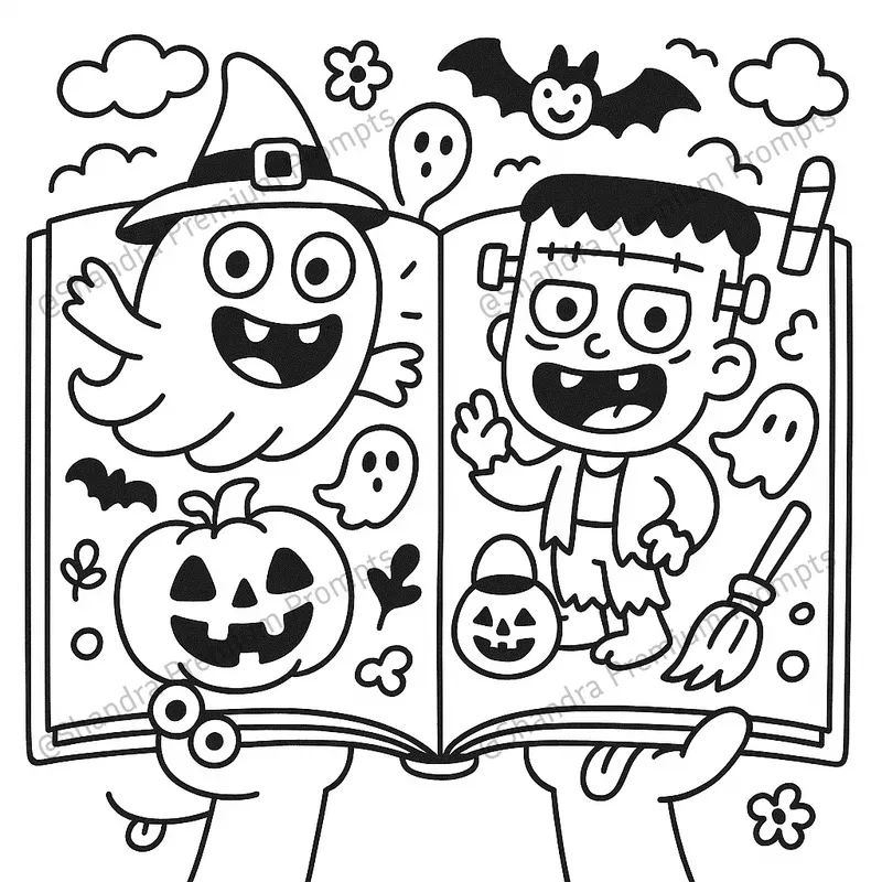 Quirky Open Books Coloring Pages For Kids