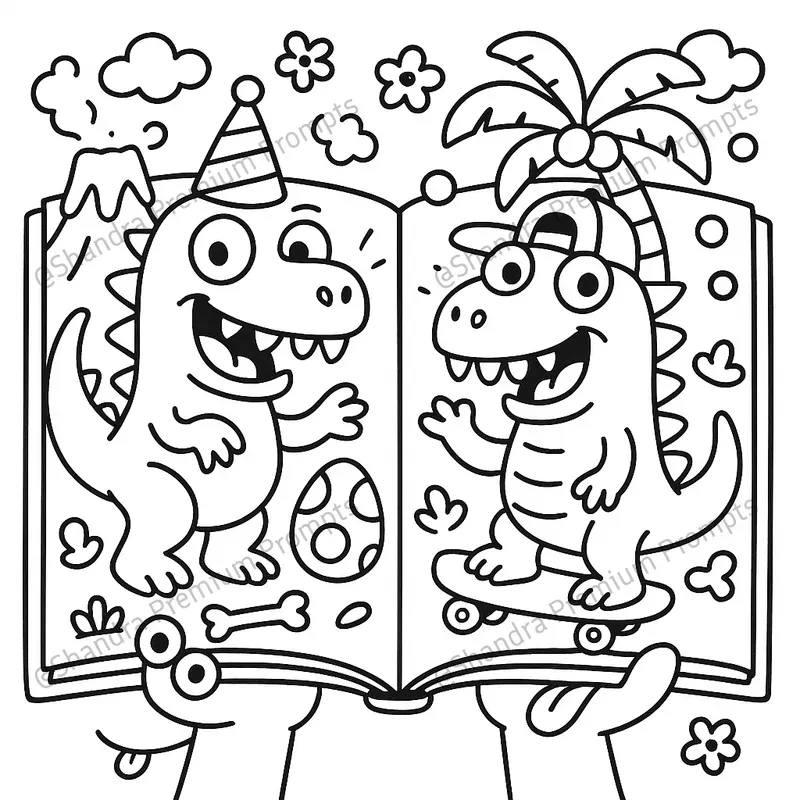 Quirky Open Books Coloring Pages For Kids