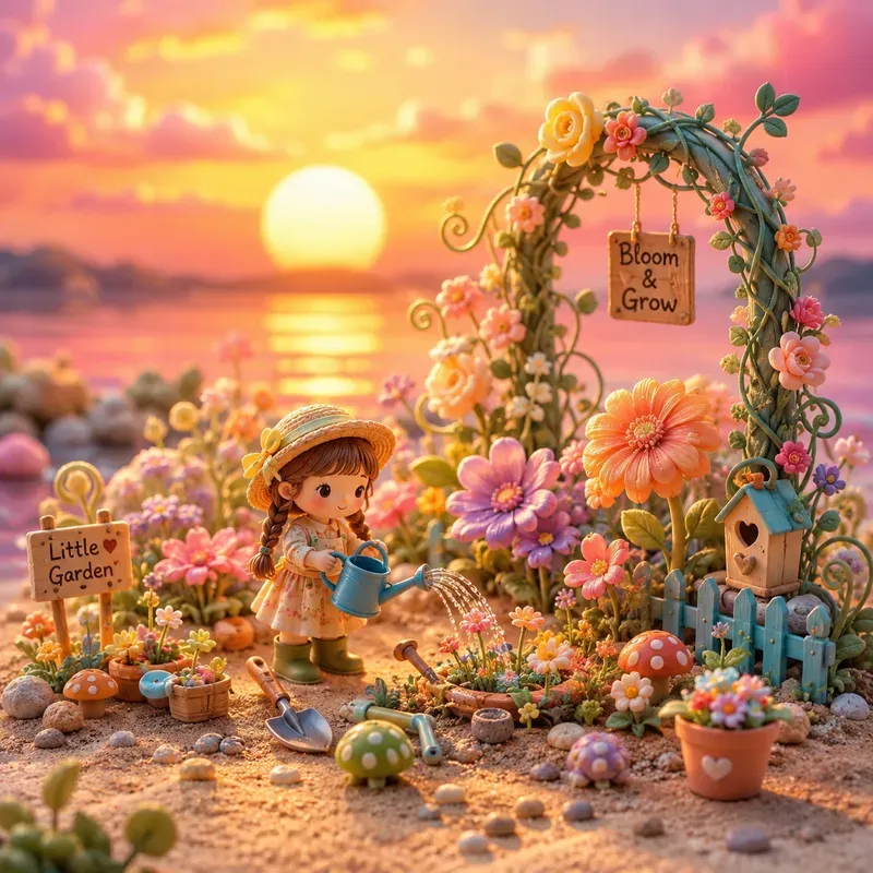 Whimsical Sunset Miniature Scenes
