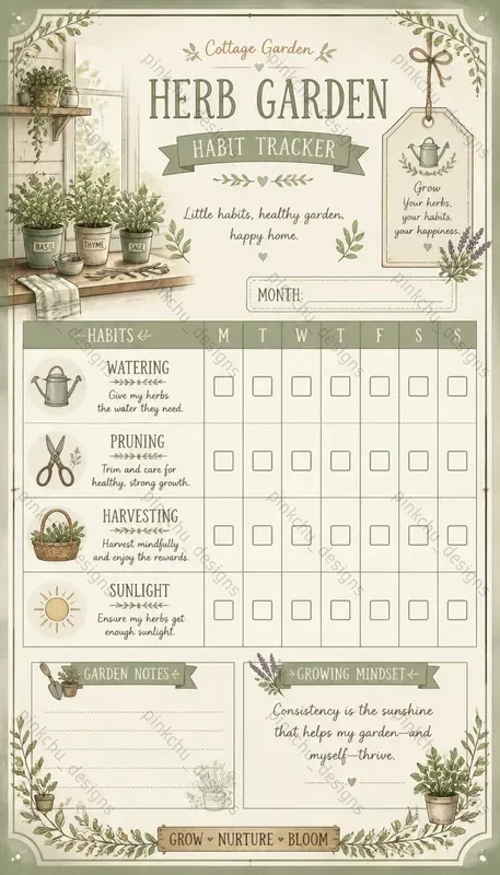 Cottagecore Garden Habit Trackers