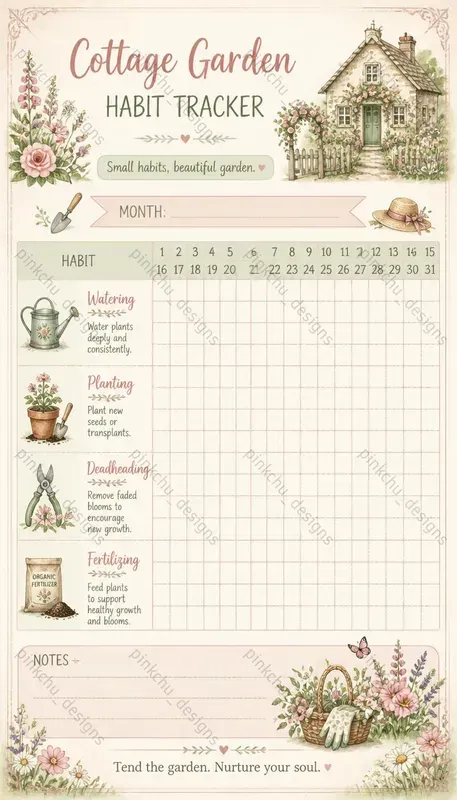 Cottagecore Garden Habit Trackers