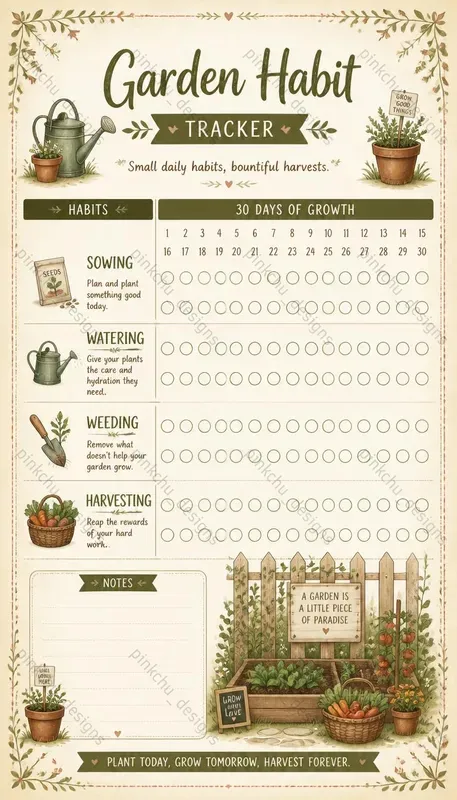 Cottagecore Garden Habit Trackers
