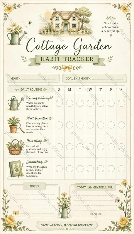 Cottagecore Garden Habit Trackers