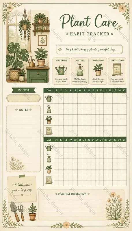 Cottagecore Garden Habit Trackers