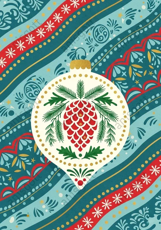 Folk Art Christmas Ornaments Clipart