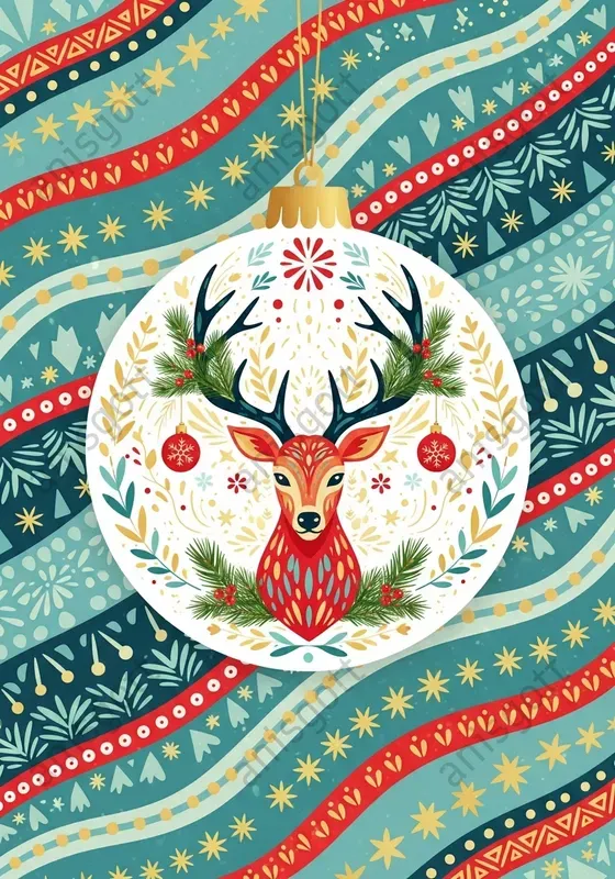 Folk Art Christmas Ornaments Clipart