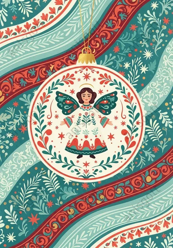 Folk Art Christmas Ornaments Clipart