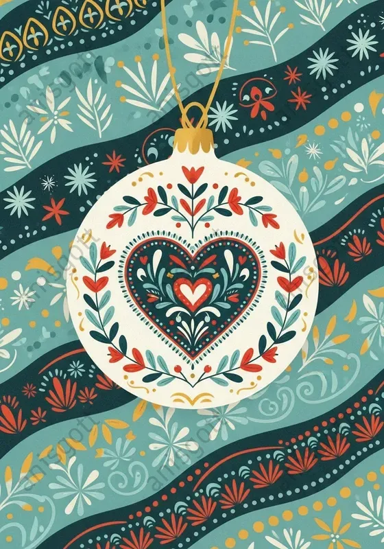 Folk Art Christmas Ornaments Clipart