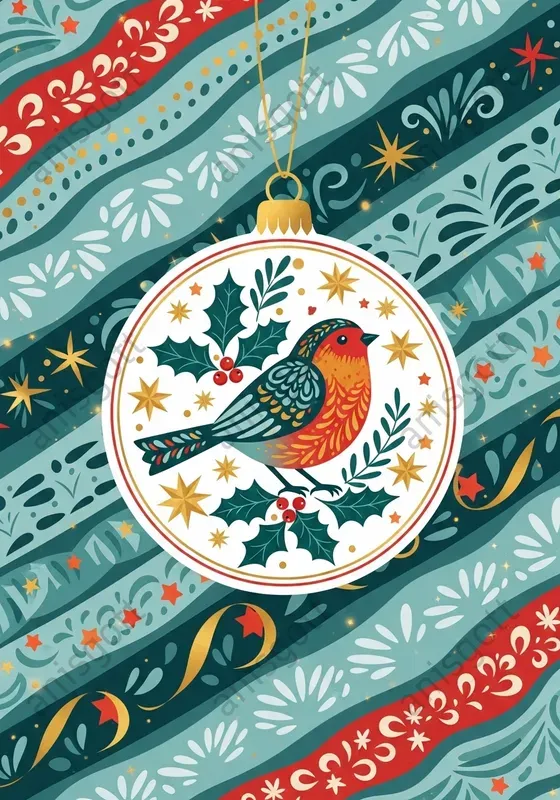 Folk Art Christmas Ornaments Clipart