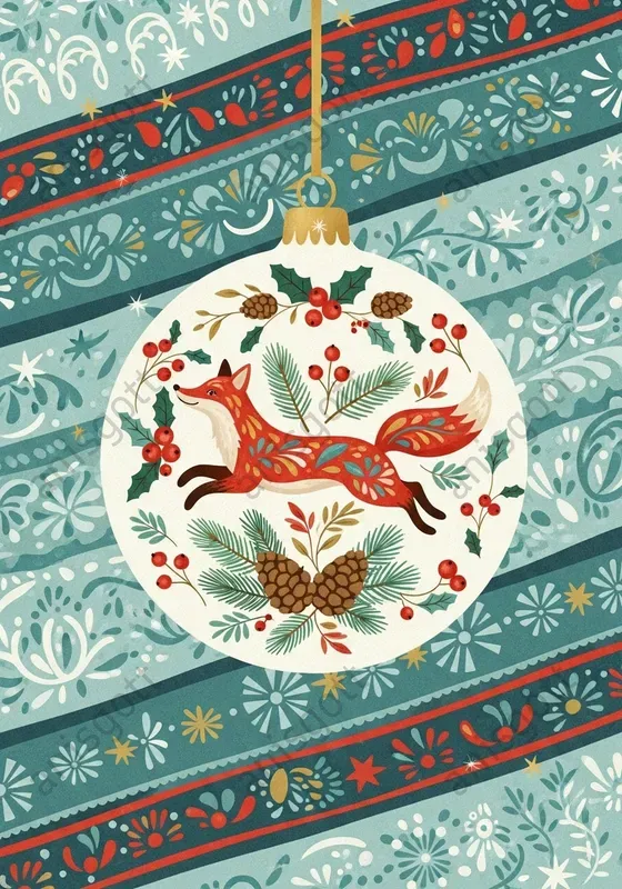 Folk Art Christmas Ornaments Clipart