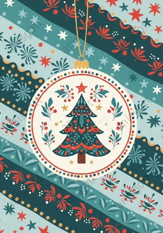 Folk Art Christmas Ornaments Clipart