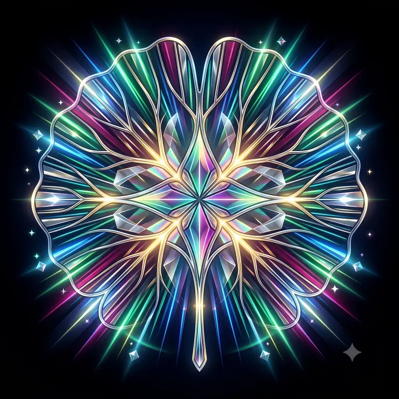 Neon Kaleidoscopic Leaf Vein Emblems